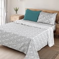 thumbnail image 1 of Lux Decor 6-Piece King Size Bed Sheets Set – Ultra-Soft Microfiber, Paisley Print, Upto 16" Deep Pocket Fitted Sheet, Flat Sheet & 4 Pillowcases, White Grey, 1 of 11