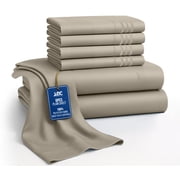 Lux Decor King Bed Sheets - 6 Piece Ultra-Soft Microfiber Sheets Set, Deep Pocket Fitted Sheet, Flat Sheet & 4 Pillowcases, Breathable Hotel Luxury, OEKO-TEX Certified, Taupe