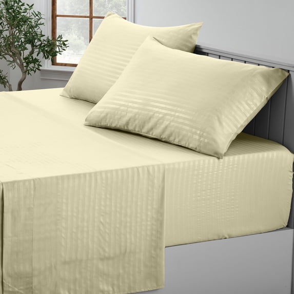 Lux Decor Collection King Size Sheet Set - Hotel Luxury Bedding Sheets Set, Deep Pocket Fitted Bed Sheet, Flat Sheet & Pillowcases - Vanilla