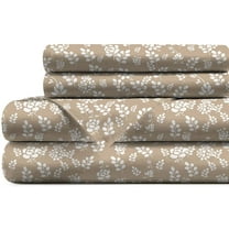 Lux Decor Full Size Floral Bed Sheets Set, Soft Microfiber 4-Piece Deep Pocket Sheets – Taupe