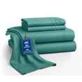 thumbnail image 1 of Lux Decor&nbsp;Cal King&nbsp;Bed Sheets - 6 Piece Ultra-Soft Microfiber&nbsp;Sheets Set, Deep Pocket Fitted Sheet, Flat Sheet & 4 Pillowcases, Breathable Hotel Luxury, OEKO-TEX Certified, Teal, 1 of 10