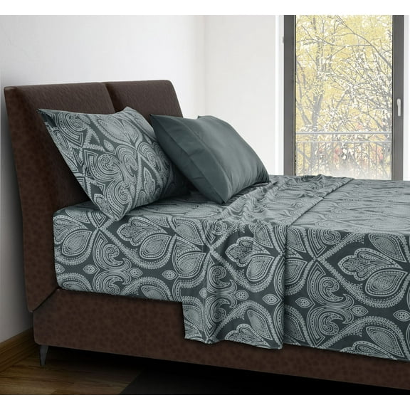 Lux Decor Collection Microfiber 4 Piece Deep Pocket Bedroom Bed Sheet Set Twin XL - Grey