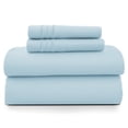 thumbnail image 1 of Lux Decor King Size Sheet Set, 4-Piece Plain Soft Microfiber – Deep Pocket King Bed Sheets, Includes 1 Fitted Sheet, 1 Flat Sheet, 2 Pillowcases, Blue, 1 of 10