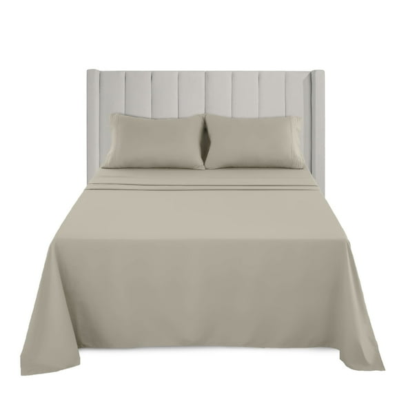 Lux Decor Collection Microfiber Bed Sheet Set, Twin Sheets Clearance - 4 Pc Deep Pocket Fitted Sheet, Flat Sheet & Pillowcases - Taupe
