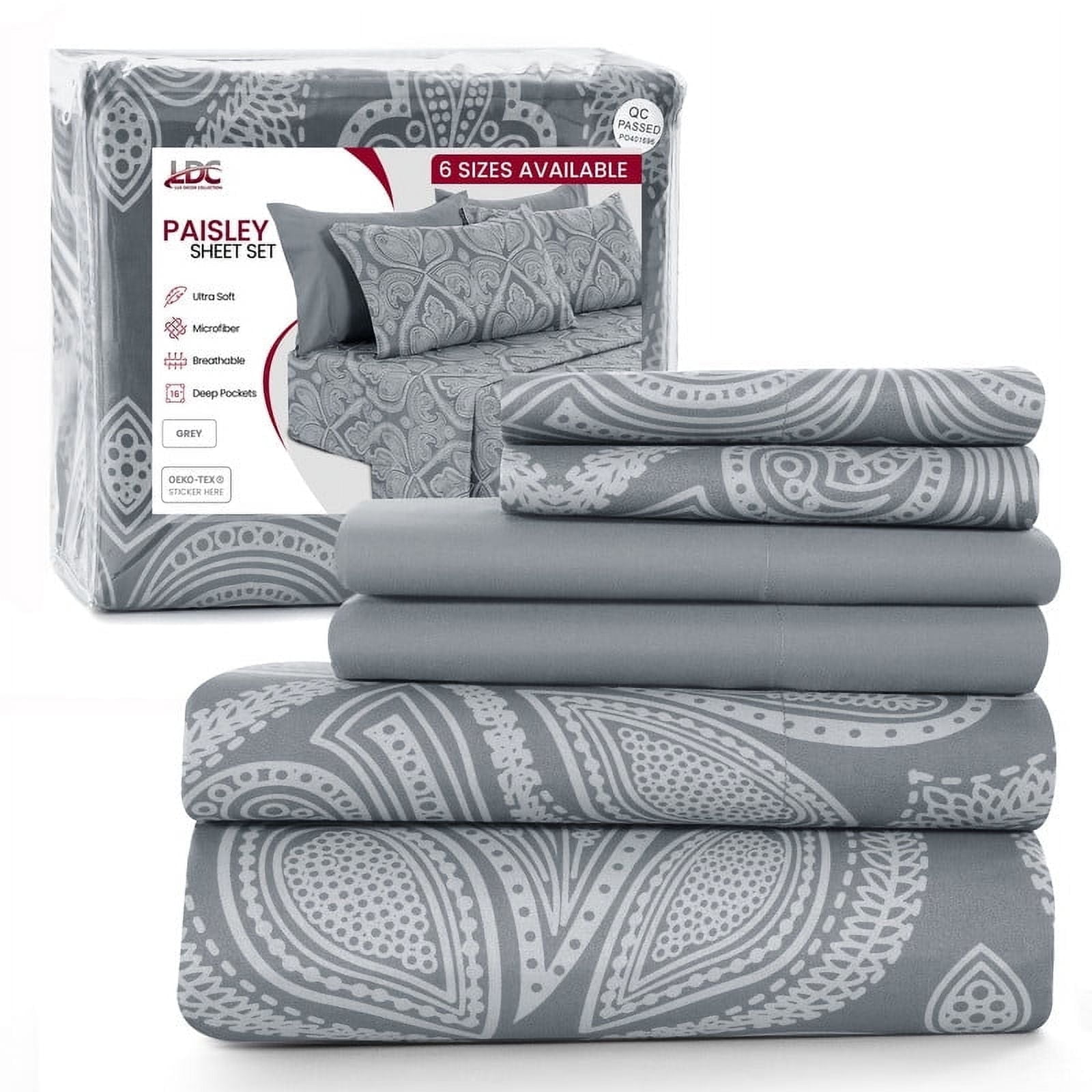 LDC Lux Decor Collection Microfiber Bedding Sheets for King Size Bed