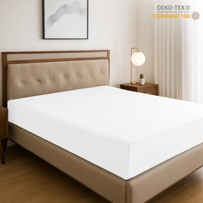 Lux Decor Collection Microfiber Fitted Bed Sheet, 16" Deep Pocket Twin Fitted Sheets, White