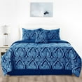 thumbnail image 1 of Lux Decor Collection Microfiber King Down Alternative 5 Piece Comforter Set, Navy Blue, 1 of 8