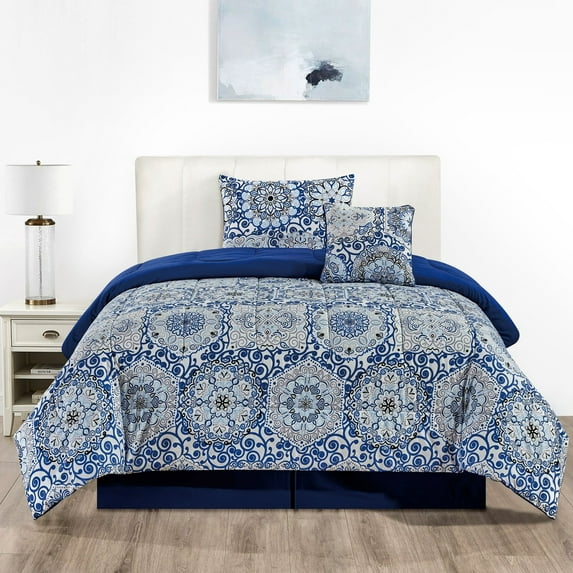 Lux Decor Collection Microfiber Reversible 4 Piece Bedding Comforter Set, Twin Size Bedding Comforter Sets