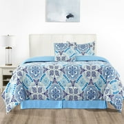 Lux Decor Collection Microfiber Reversible 4 Piece Bedding Comforter Set, Twin Size Comforter Set (Aztec Sky)