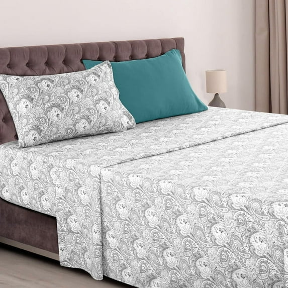 Lux Decor Collection Microfiber Twin Bed Sheets Set, 4 Pc Bedding Sheet Set - White Gray