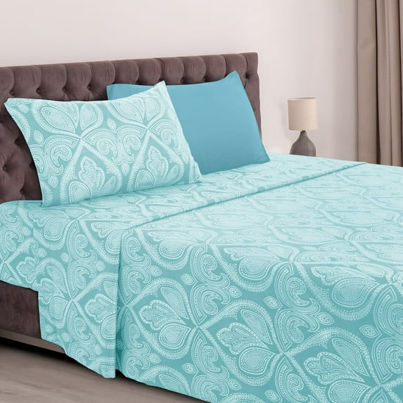 Lux Decor Collection Microfiber Twin Bed Sheets Set, 4 Piece Bedding Set for Twin Bed - Blue