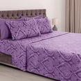 thumbnail image 1 of Lux Decor Collection Paisley Printed Queen Bed Sheets Set, Microfiber 6 Piece Bedding Set - Purple, 1 of 7