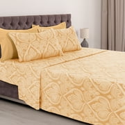 Lux Decor Collection Paisley Printed Queen Bed Sheets Set, Microfiber 6 Piece Bedding Set - Taupe