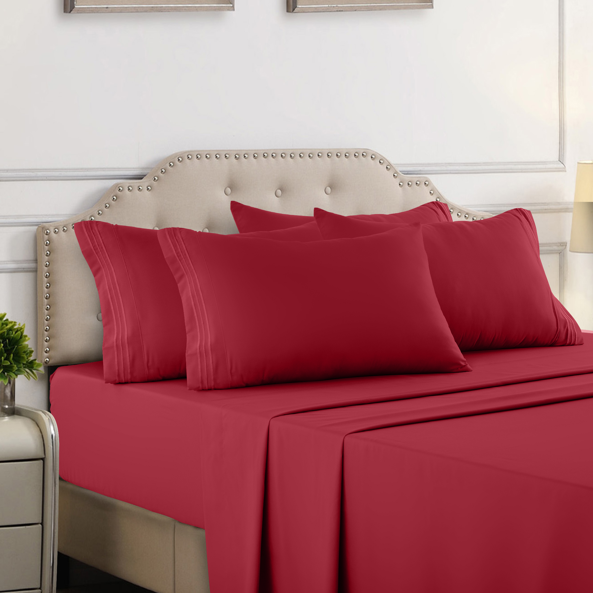5 Piece 1800 Collection Bed Sheet Set with Extra Pillowcases, Deep