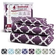 thumbnail image 1 of Lux Decor Full Bed Sheets Set 4 Piece - Quatrefoil Pattern, Ultra Soft Polyester Sheet Deep Pocket Fit, Wrinkle Free, Breathable & Fade Resistant OEKO-TEX Certified, Purple, 1 of 11