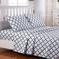thumbnail image 1 of Lux Decor Collection Quatrefoil Bed Sheet Set (King, White/Grey), (4 Piece) Deep Pocket 1800 Series Microfiber Bed Sheet Set Contains 1 Fitted Bed Sheet, 1 Flat Sheet, 2 Pillow Cases., 1 of 7
