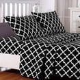 thumbnail image 1 of Lux Decor Collection Quatrefoil Bed Sheet Set (Queen, Black), (4 Piece) Deep Pocket 1800 Series Microfiber Bed Sheet Set Contains 1 Fitted Bed Sheet, 1 Flat Sheet, 2 Pillow Cases., 1 of 5