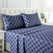 Lux Decor Collection Queen Bed Sheets, Premier 1800 Series 4 Pc Deep Pocket, Wrinkle, Fade, Stain Resistant Bedding Sheets Set, Navy Blue