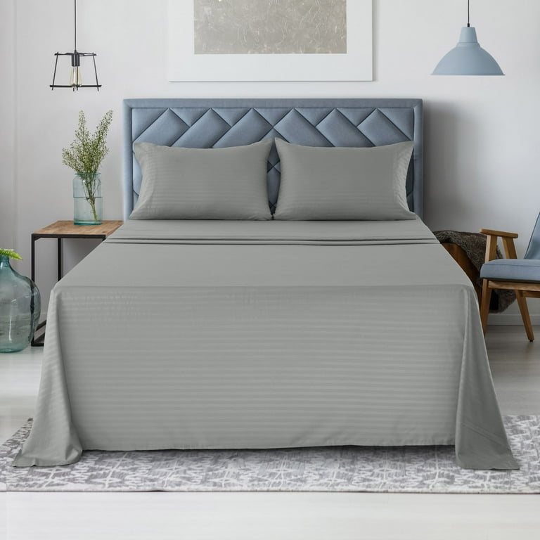 Lux Decor Collection Queen Bed Sheets Premier 1800 Series Deep Pocket Wrinkle Fade Stain Resistant Bedding Sheets Pillowcases Set Gray