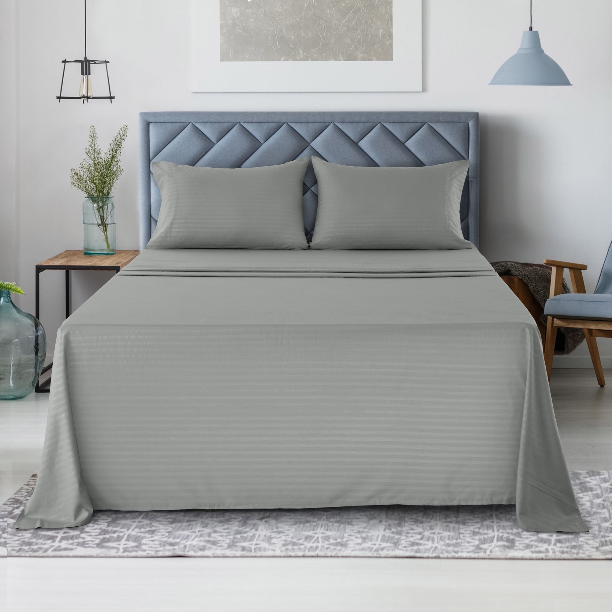 Lux Decor Collection Queen Size Bedroom Set Deep Pocket Sheets Pillowcases Wrinkle Stain Resistant Gray Walmart