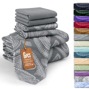 Lux Decor Queen 6 Piece Bed Sheet Set - Paisley Printed Microfiber Sheets, Ultra Soft, Deep Pocket, Wrinkle-Free, Breathable, OEKO-TEX Certified - Queen, Grey