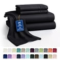 thumbnail image 1 of Lux Decor Collection Queen Bed Sheets Set Brushed Microfiber High GSM, 4 Piece Sheet Set Upto 16 Inches Deep Pocket Bedding Sheets & Pillowcases - Black, 1 of 10