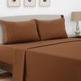 thumbnail image 1 of Lux Decor Collection Queen Bed Sheets Set Brushed Microfiber High GSM, 4 Piece Sheet Set Upto 16 Inches Deep Pocket Bedding Sheets & Pillowcases - Brown, 1 of 8