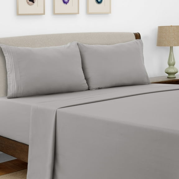 Lux Decor Collection Queen Bed Sheets Set Brushed Microfiber High GSM, 4 Piece Sheet Set Upto 16 Inches Deep Pocket Bedding Sheets & Pillowcases - Gray