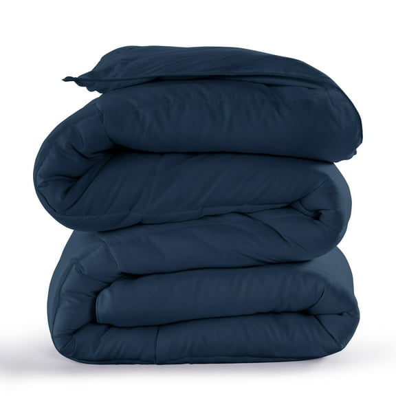 Lux Decor Collection Queen Down Alternative Comforter, Plush Microfiber Fill, All Season (Navy Blue)