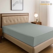 Lux Decor Collection Queen Fitted Sheet Only - Upto 16 Inches Deep Pocket Microfiber Bottom Sheet with All-Around Elastic, Grey