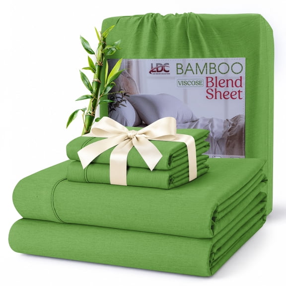 Lux Decor Queen Rayon from Bamboo Blend Sheets Set - 4 Piece Deep Pocket Bed Sheets Set, Sage
