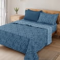 thumbnail image 1 of Lux Decor 6 Piece Queen Sheet Set – Ultra-Soft Microfiber, Paisley Print, Upto 16" Deep Pocket Fitted Sheet, Flat Sheet & 4 Pillowcases, Navy Blue, 1 of 11