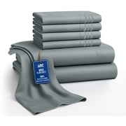 Lux Decor Queen Size Bed Sheets - 6 Piece Ultra-Soft Microfiber Sheets Set, Deep Pocket Fitted Sheet, Flat Sheet & 4 Pillowcases, Breathable Hotel Luxury, OEKO-TEX Certified, Grey
