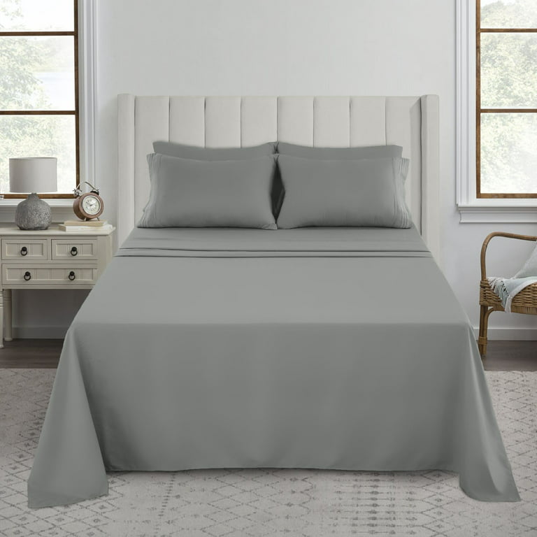 Lux Decor Collection Queen Sheets Set, Deep Pocket 6 Pc Bed Sheets Set -  Wrinkle, Fade, Stain Resistant Queen Size Sheets, Gray