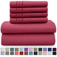 thumbnail image 1 of Lux Decor Collection Queen Sheets Set - 6 Piece Microfiber 16 Inch Deep Pocket Bed Sheets Set - Burgundy, 1 of 11