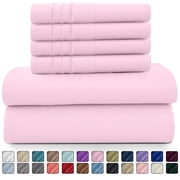 Queen Sheets Set - 6 Piece Microfiber 16 Inch Deep Pocket Bed Sheets Set - Pink