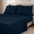thumbnail image 1 of Lux Decor Queen Sheet Set 6 Piece - Deep Pocket Queen Sheets, Soft Microfiber Bed Sheets Queen, Navy Blue, 1 of 10