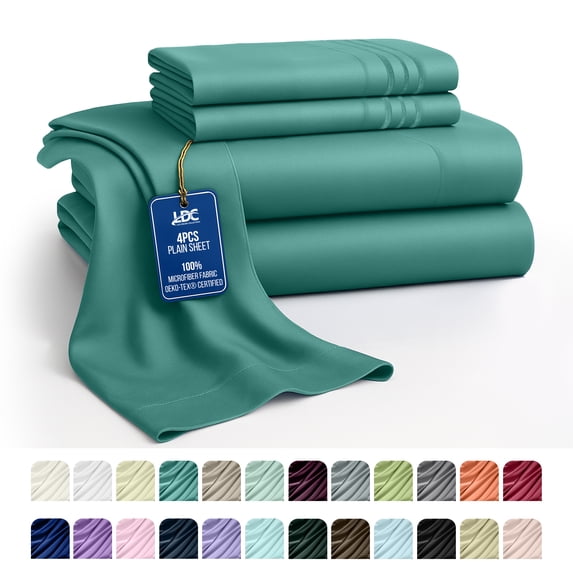 Lux Decor Collection Queen Size 4 Piece Sheet Set Brushed Microfiber High GSM, Upto 16 Inches Deep Pocket Bedding Sheets & Pillowcases - Teal
