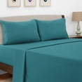 thumbnail image 1 of Lux Decor Collection Queen Size 4 Piece Sheet Set Brushed Microfiber High GSM, Upto 16 Inches Deep Pocket Bedding Sheets & Pillowcases - Teal, 1 of 8