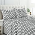 thumbnail image 1 of Lux Decor Queen Bed Sheets Set 4 Piece - Quatrefoil Pattern, Ultra Soft Sheet Deep Pocket Fit, Wrinkle Free, Breathable & Fade Resistant OEKO-TEX Certified, Grey, 1 of 11