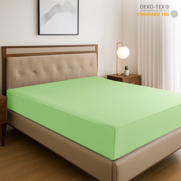Lux Decor Collection Queen Size Fitted Sheet - Upto 16 Inches Deep Pocket Microfiber Bottom Sheet with All-Around Elastic, Sage