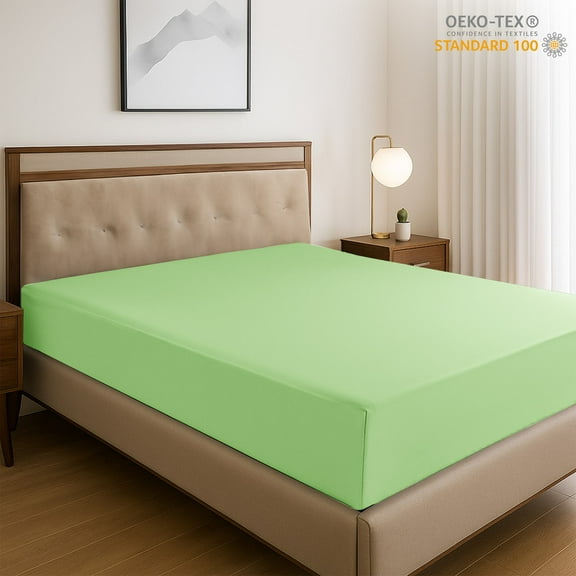 Lux Decor Collection Queen Size Fitted Sheet - Upto 16 Inches Deep Pocket Microfiber Bottom Sheet with All-Around Elastic, Sage