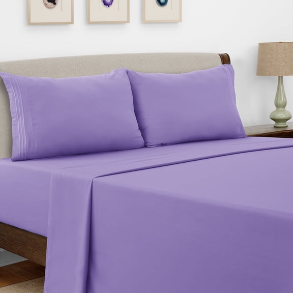 Lux Decor Collection Queen Size Sheets Set Brushed Microfiber High GSM, 4 Piece Sheet Set Upto 16 Inches Deep Pocket Bedding Sheets & Pillowcases - Lavender