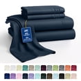 thumbnail image 1 of Lux Decor Collection Queen Size Sheets Set Brushed Microfiber High GSM, 4 Piece Sheet Set Upto 16 Inches Deep Pocket Bedding Sheets & Pillowcases - Navy Blue, 1 of 10