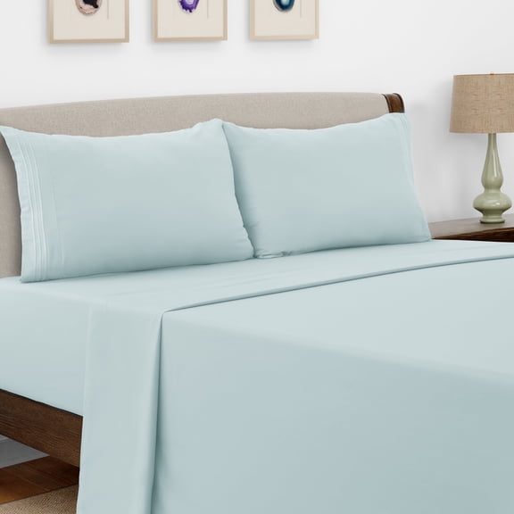 Lux Decor Collection Queen Size Sheets Set Brushed Microfiber High GSM, 4 Piece Sheet Set Upto 16 Inches Deep Pocket Bedding Sheets & Pillowcases - Spa Blue