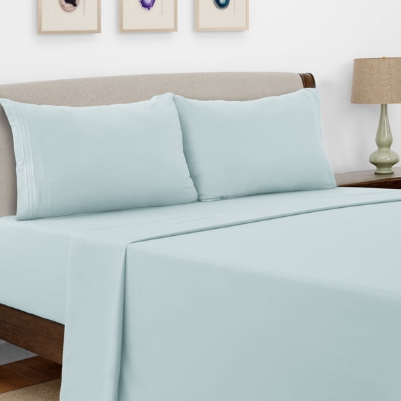 Lux Decor Collection Queen Size Sheets Set Brushed Microfiber High GSM, 4 Piece Sheet Set Upto 16 Inches Deep Pocket Bedding Sheets & Pillowcases - Spa Blue