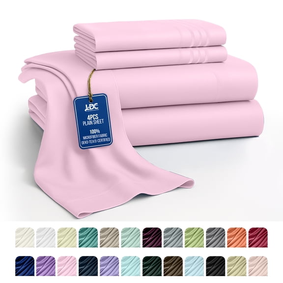 Lux Decor Collection Queen Size Sheets Set Brushed Microfiber High GSM, 4 Piece Sheet Set upto 16 inches Deep Pocket Bedding Sheets & Pillowcases - Pink