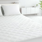 Lux Decor Collection Quilted Fitted Mattress Pad – Elastic Mattress Cover Stretches up to 16 Inches Deep (Twin)