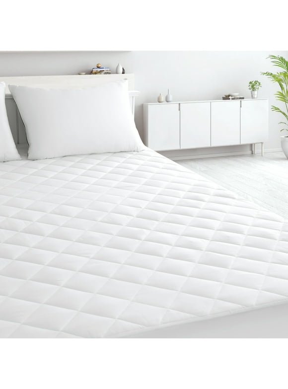 Lux Decor Collection Quilted Fitted Mattress Pad – Elastic Mattress Cover Stretches up to 16 Inches Deep (Twin)