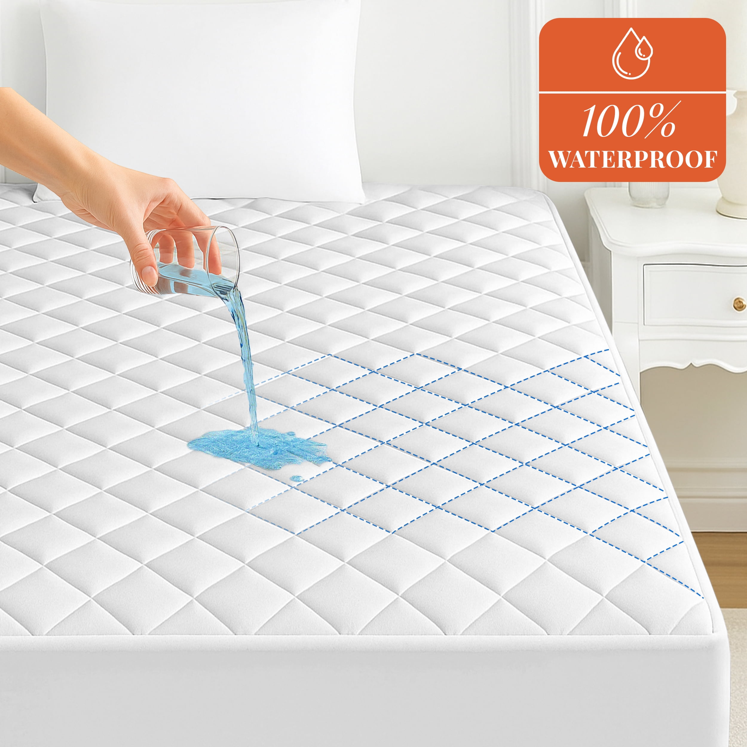 Home Collection Deals Lux Decor Quilted Fitted Waterproof Mattress Pad Twin Size – Mattress Protector with Deep Pockets - Soft Breathable Mattress Topper - Noiseless and Comfortable (White, 39" x 75")